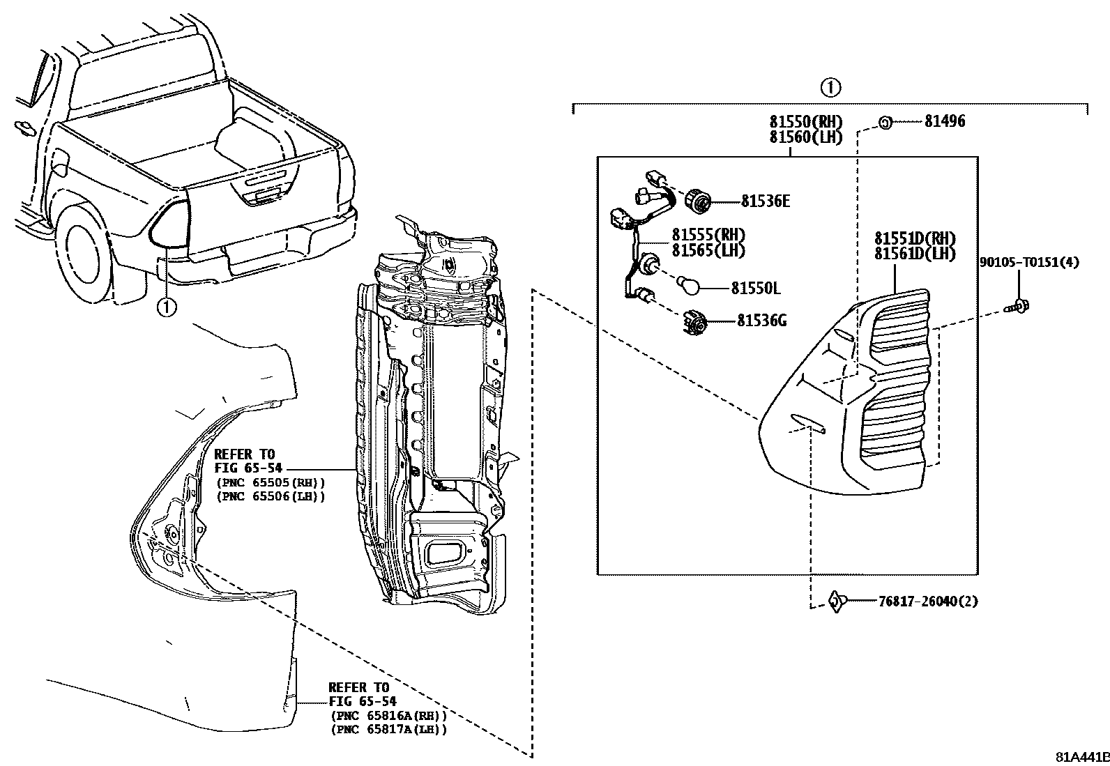 Toyota HILUX 后组合灯 EPC diagram — 81A441B