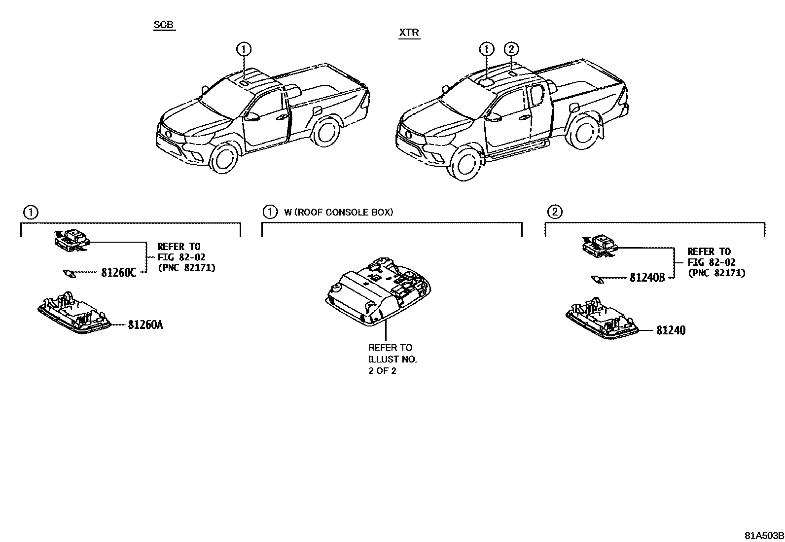 Toyota HILUX 车内灯 EPC diagram — 81A503B