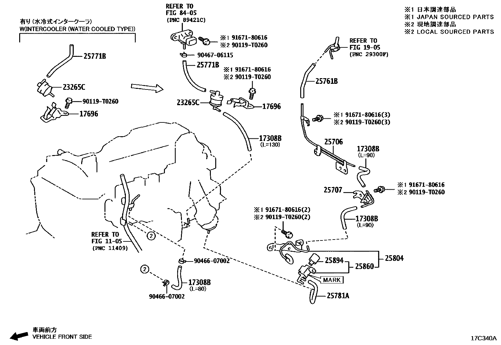 Toyota HILUX vacuum tube EPC diagram — 17C340A