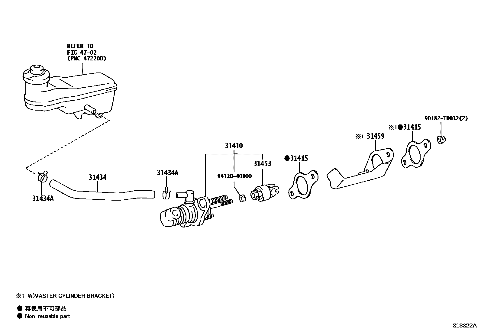 Toyota HILUX 离合器总泵 EPC diagram — 313822A