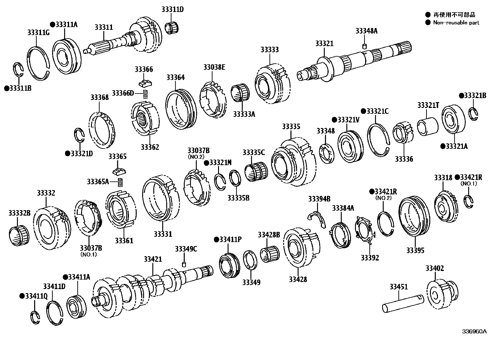 Toyota HILUX 变速器齿轮(MTM) EPC diagram — 336960A