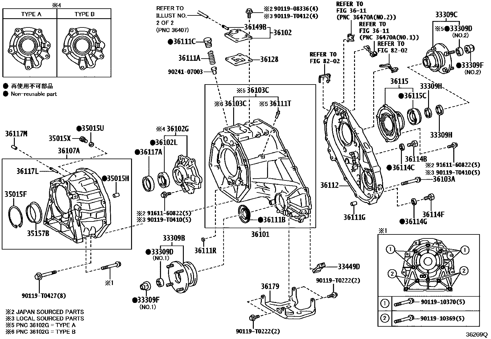 Toyota HILUX Transfer Case & Extension Housing EPC diagram — 36269Q