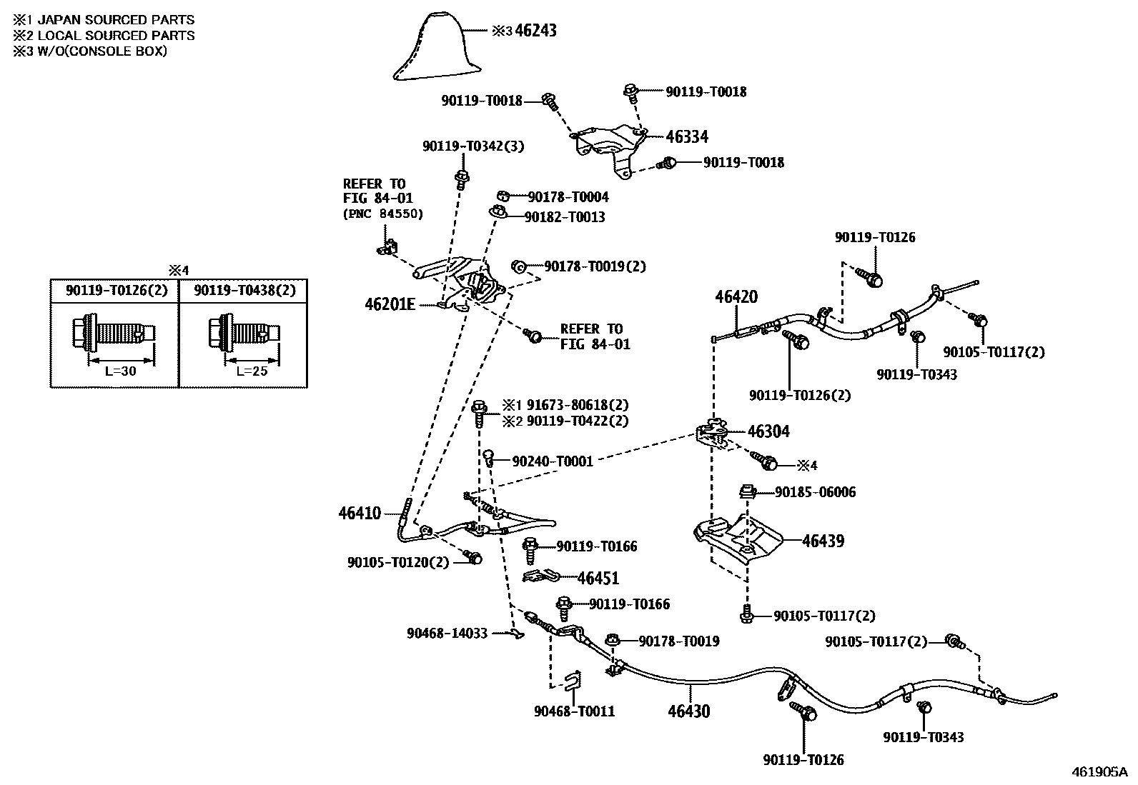 Toyota HILUX Parking Brake & Cable EPC diagram — 461905A