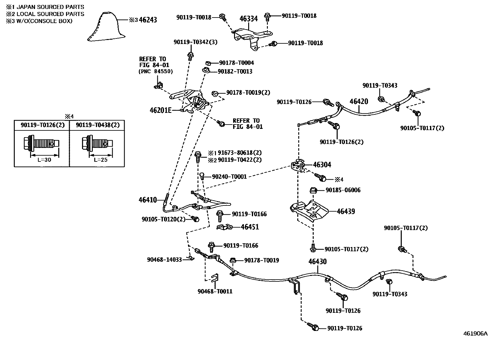 Toyota HILUX Parking Brake & Cable EPC diagram — 461906A