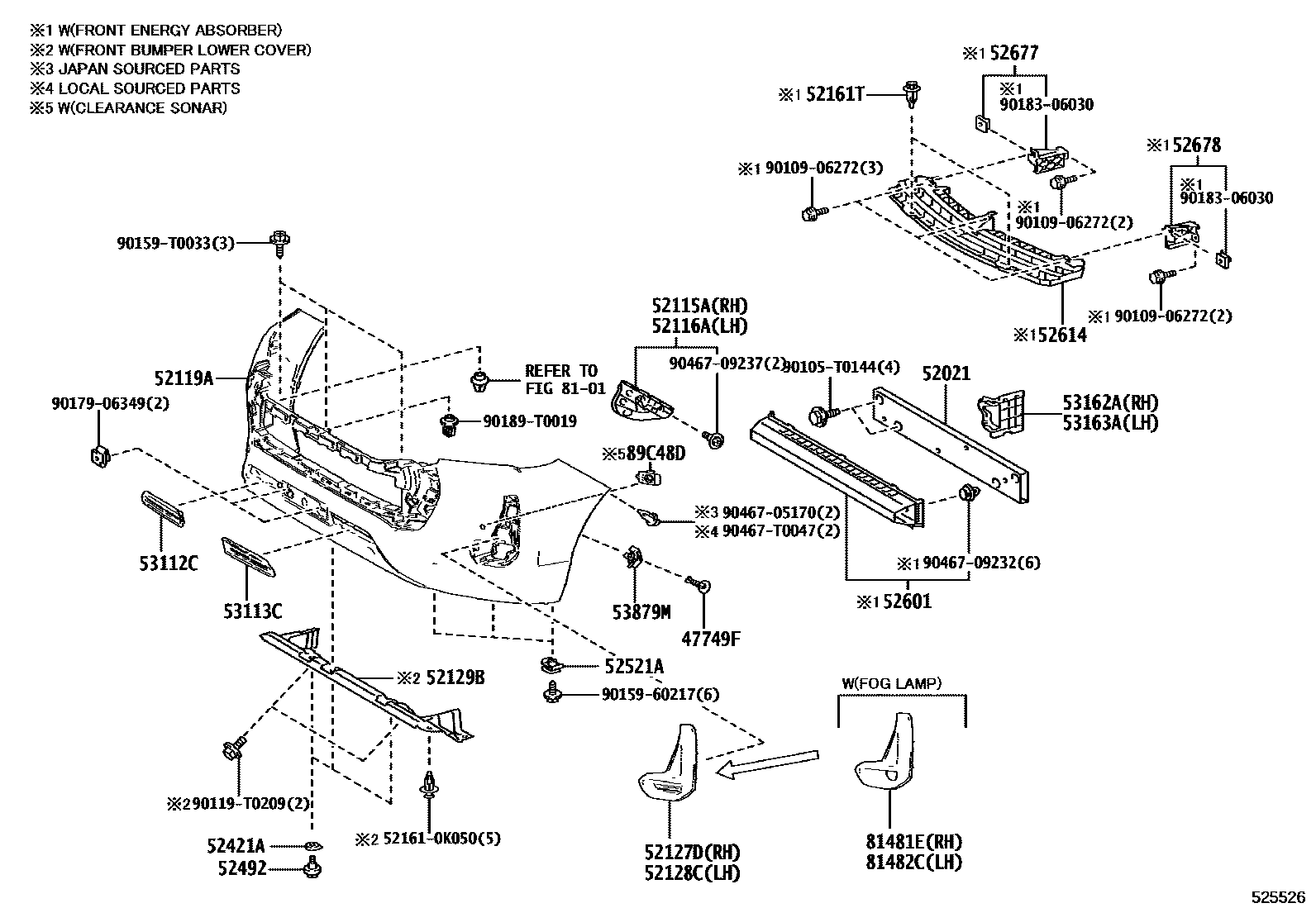 Toyota HILUX 前保险杠及附件 EPC diagram — 525526