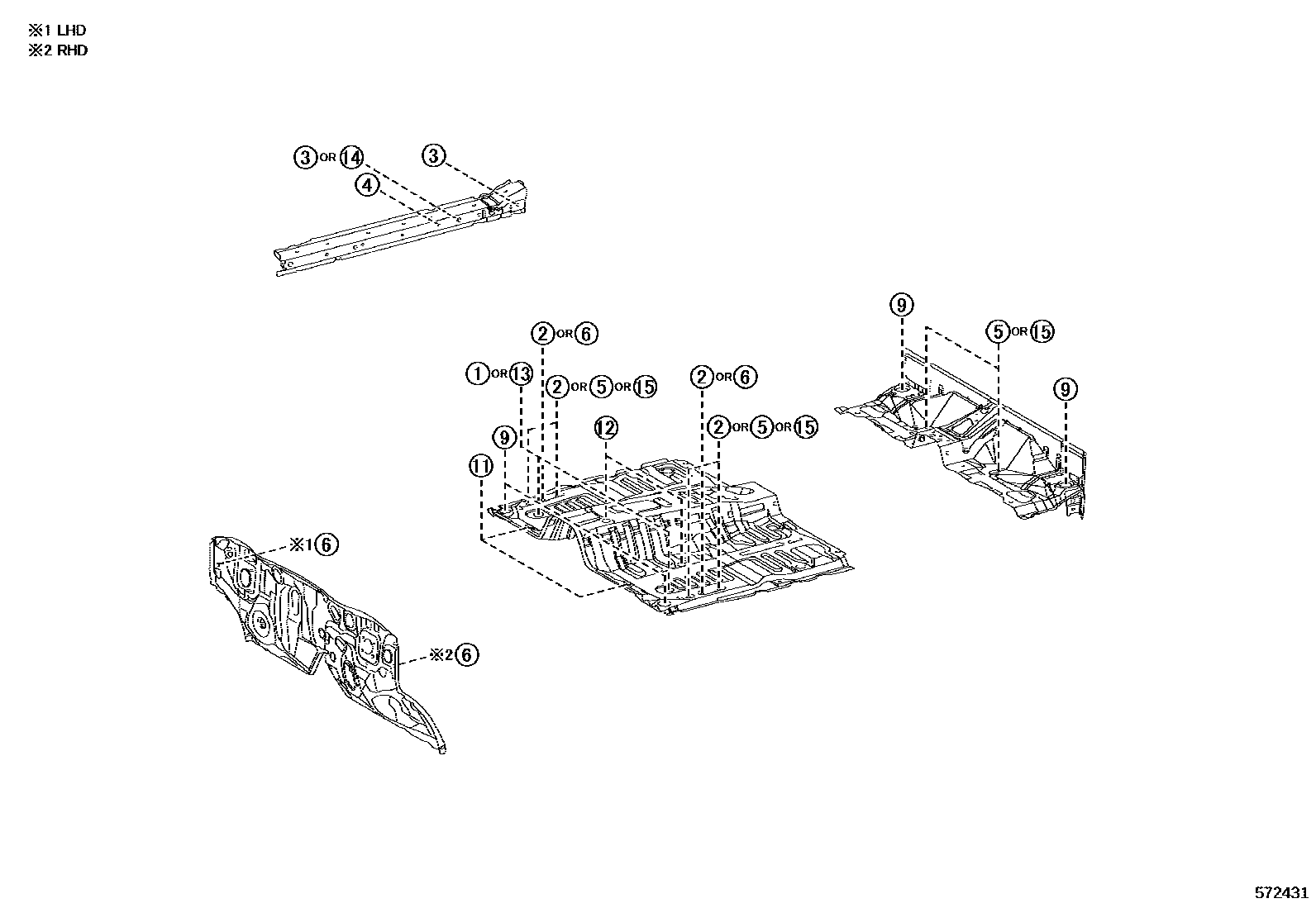 Toyota HILUX hole plug EPC diagram — 572431