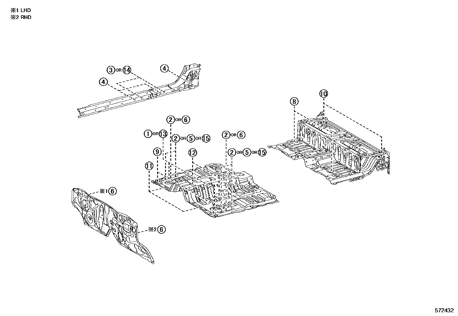Toyota HILUX hole plug EPC diagram — 572432