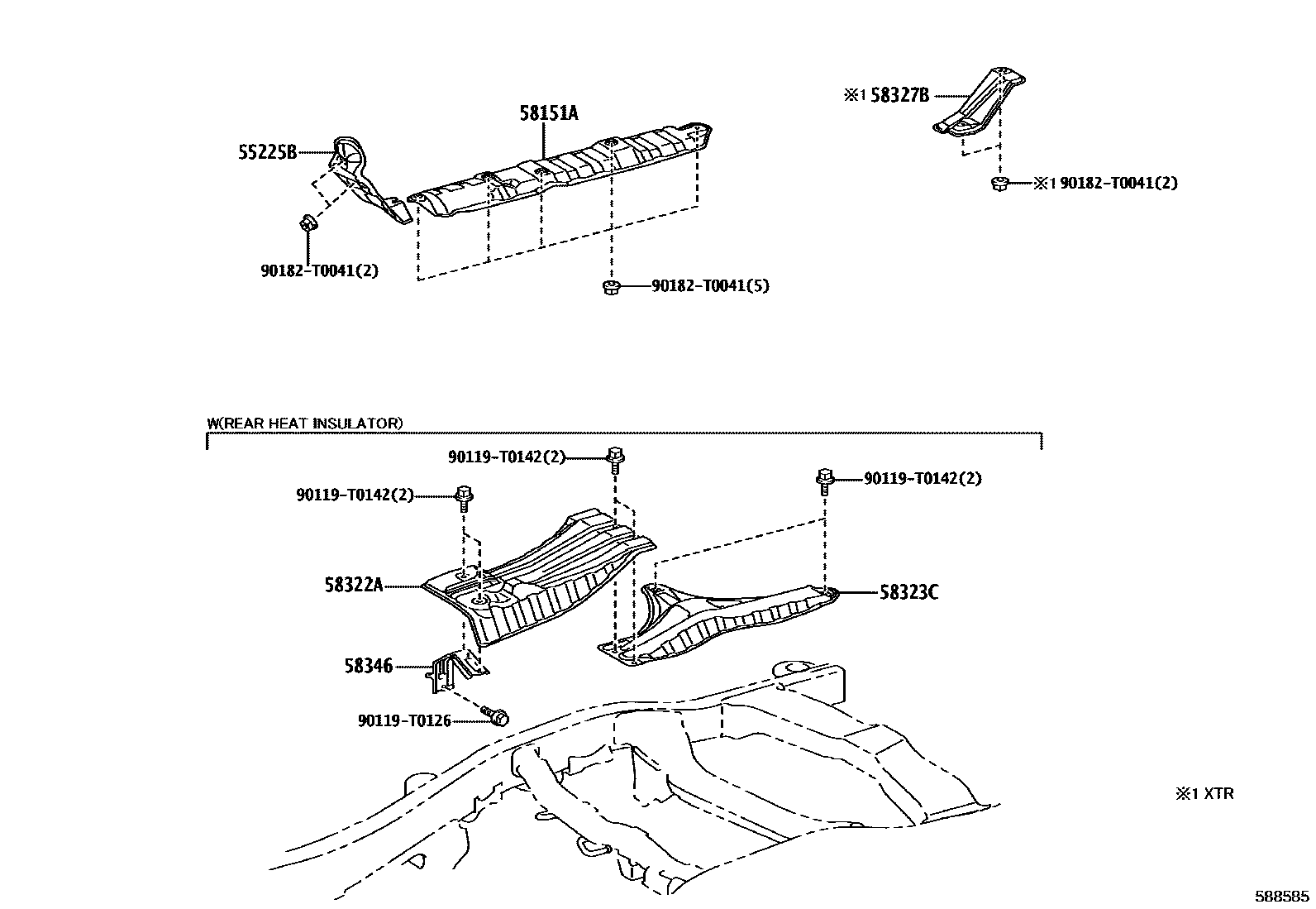 Toyota HILUX 地板隔热垫 EPC diagram — 588585