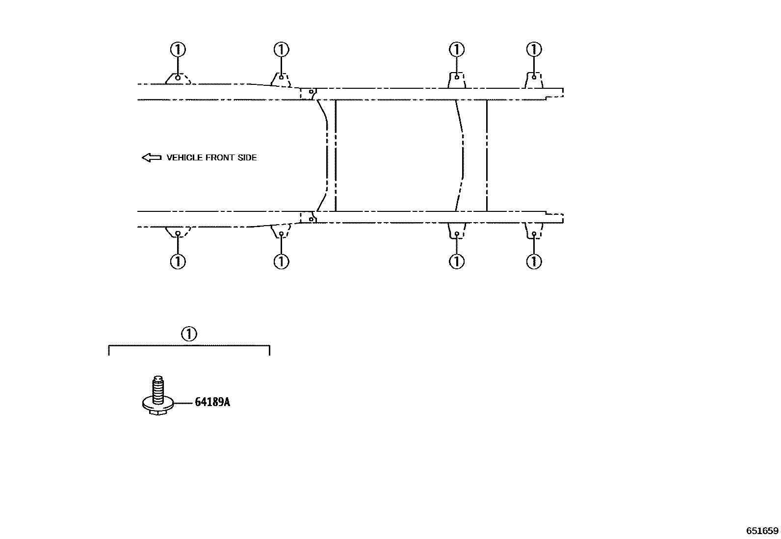 Toyota HILUX 后车身悬置 EPC diagram — 651659