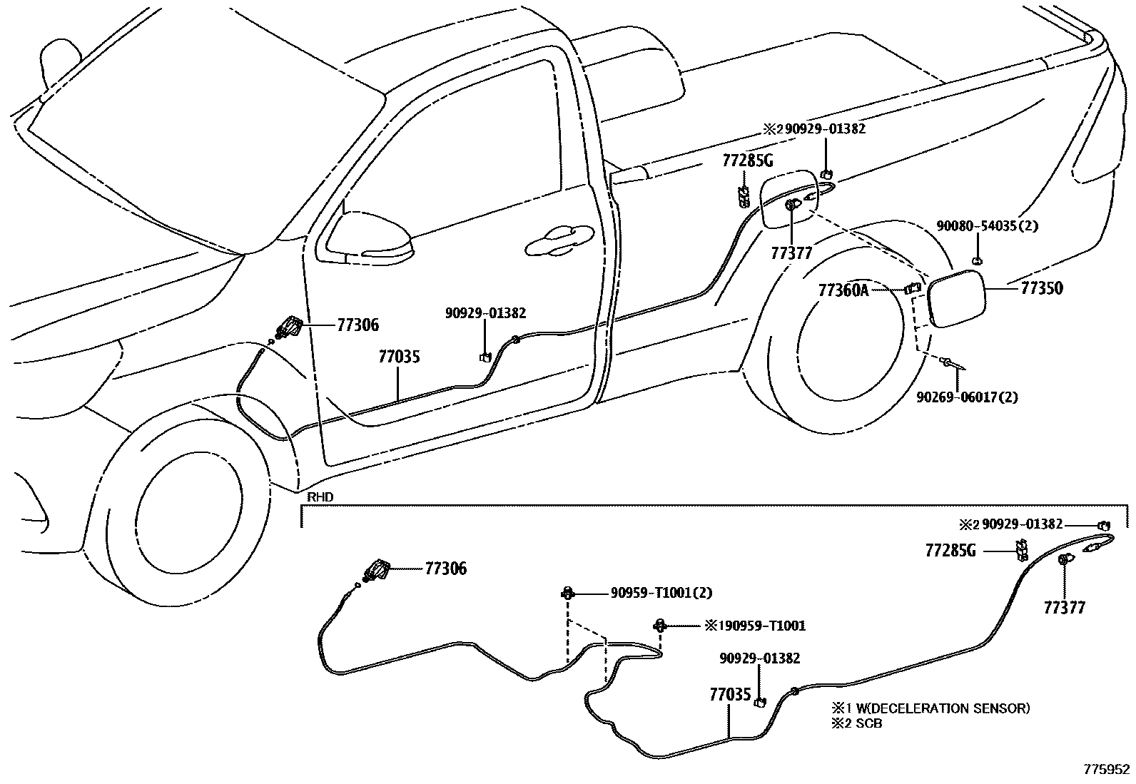Toyota HILUX 燃油箱和燃油管 EPC diagram — 775952