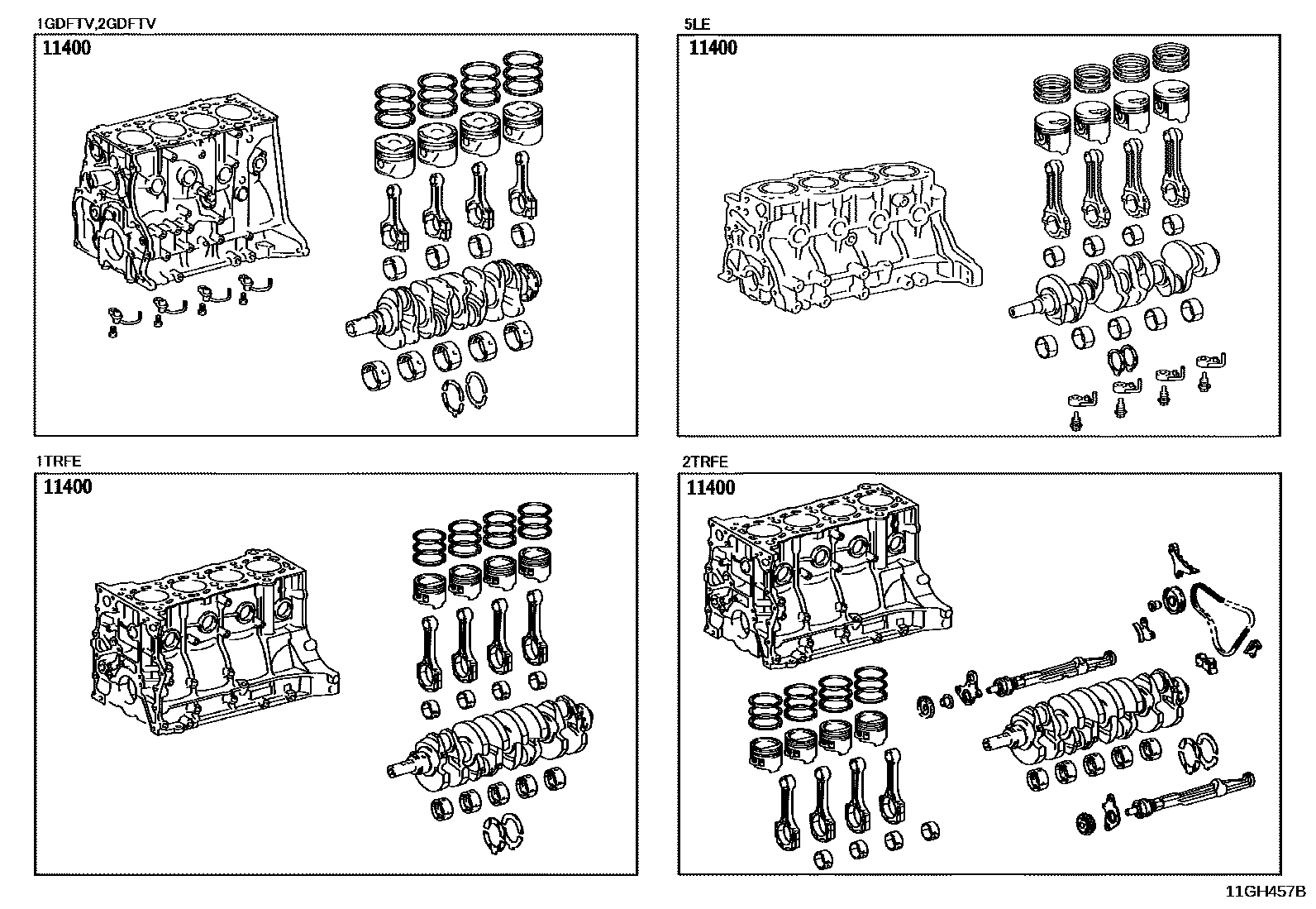 Toyota HILUX Short Block Assembly EPC diagram — 11H457B