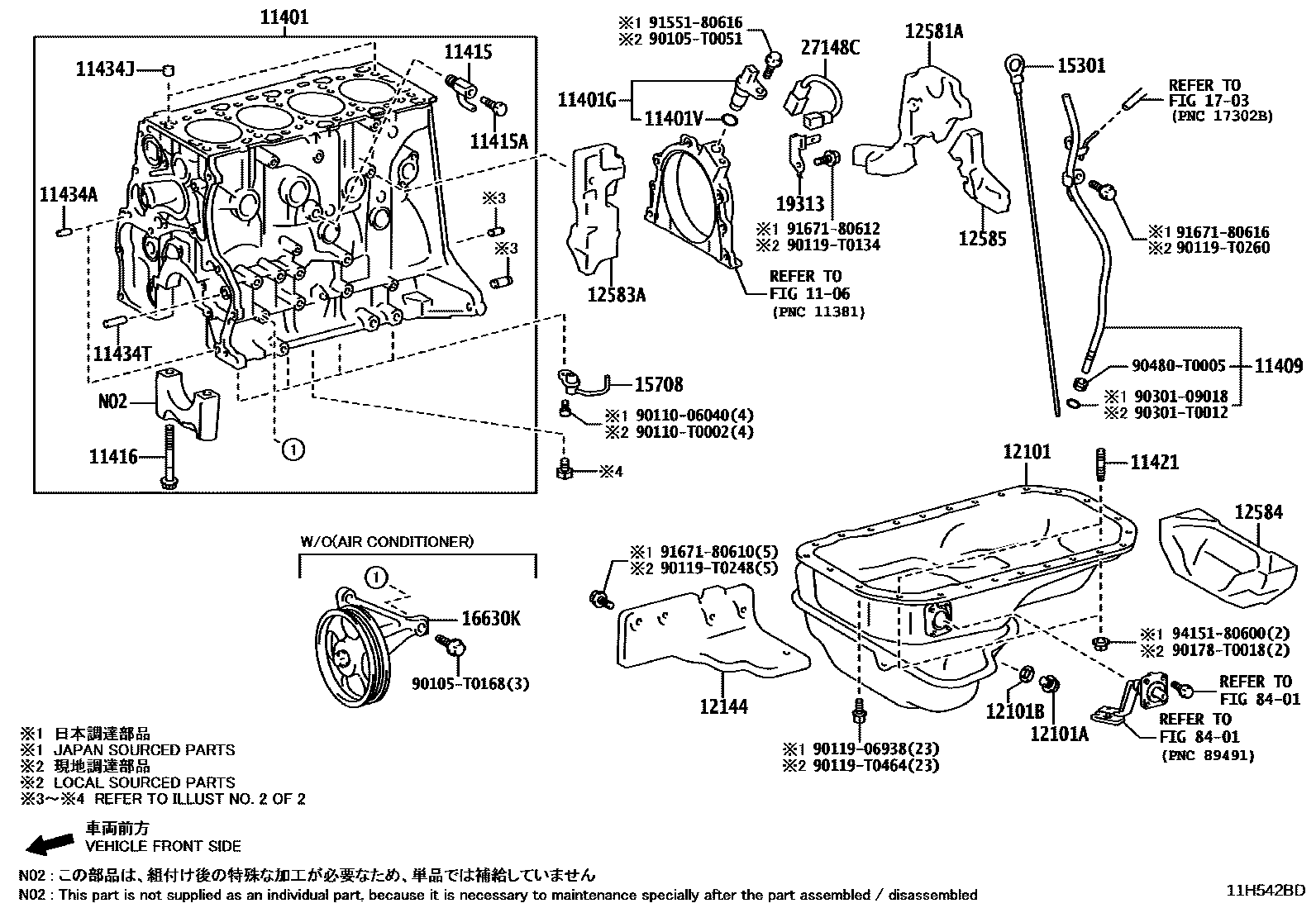 Toyota HILUX Cylinder Block EPC diagram — 11H542D