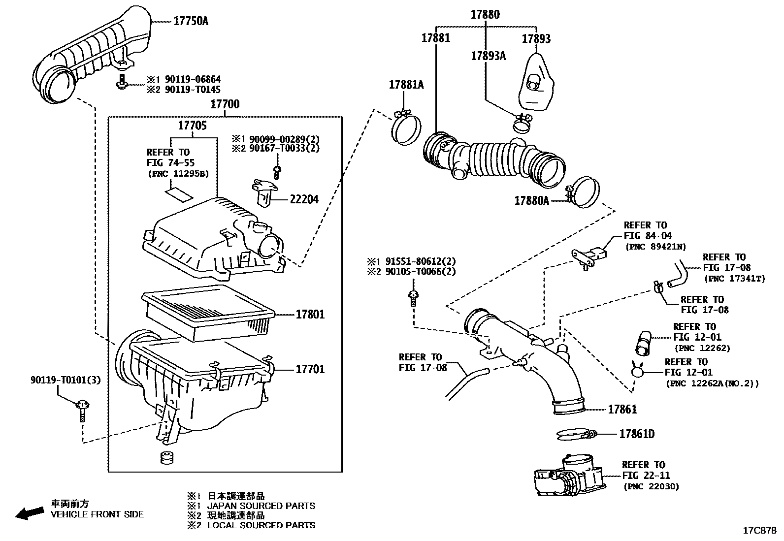 Toyota HILUX Air Cleaner EPC diagram — 17C878