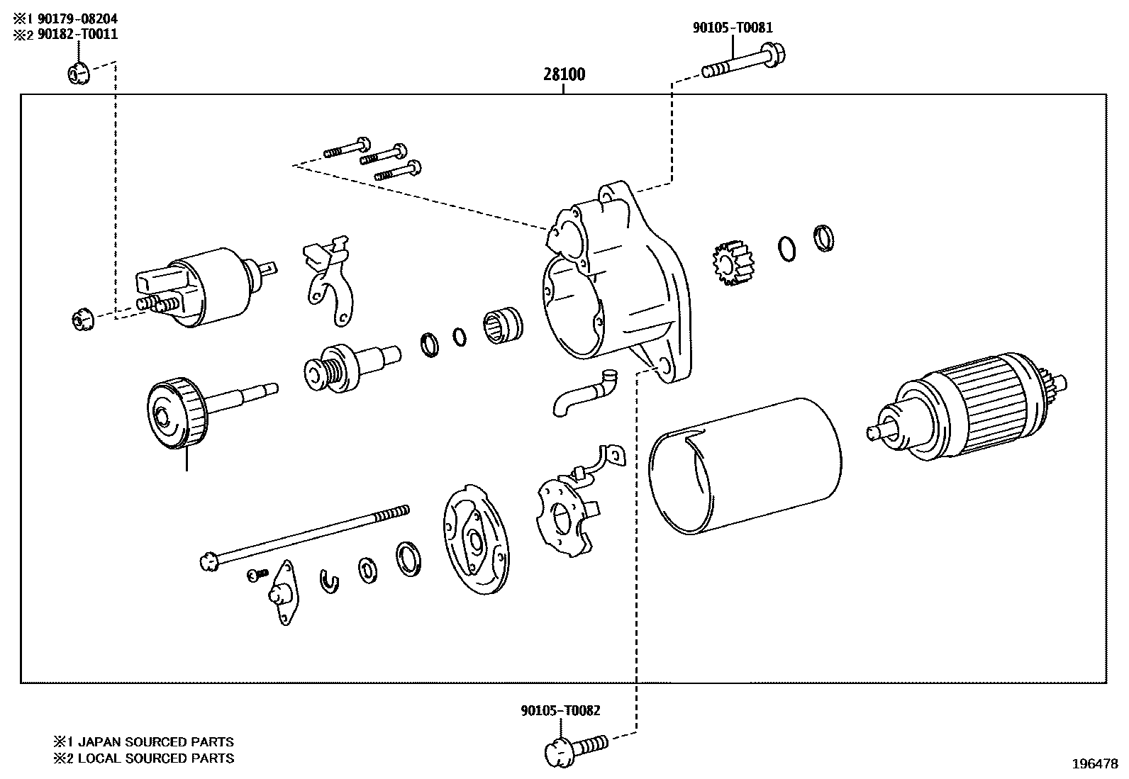 Toyota HILUX 起动机 EPC diagram — 196478