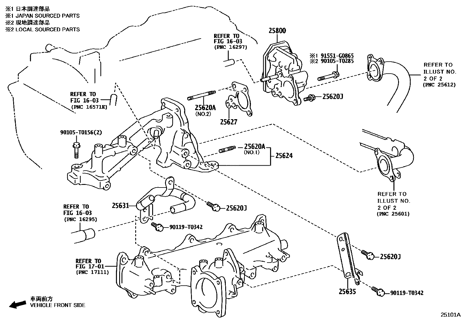 Toyota HILUX 废气再循环系统 EPC diagram — 25101A