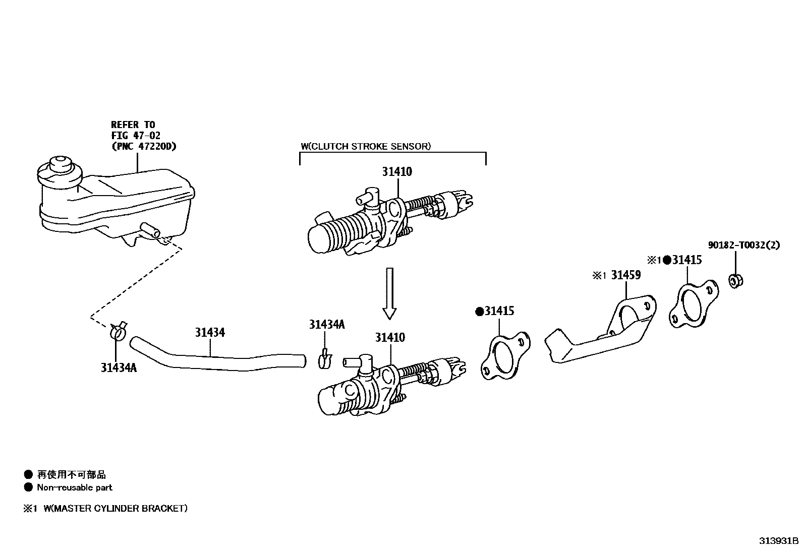 Toyota HILUX 离合器总泵 EPC diagram — 313931B