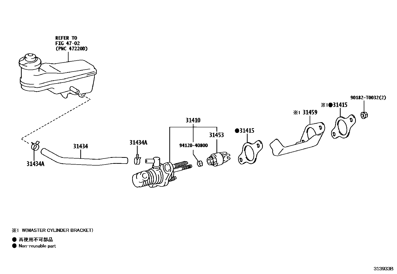 Toyota HILUX 离合器总泵 EPC diagram — 313933B