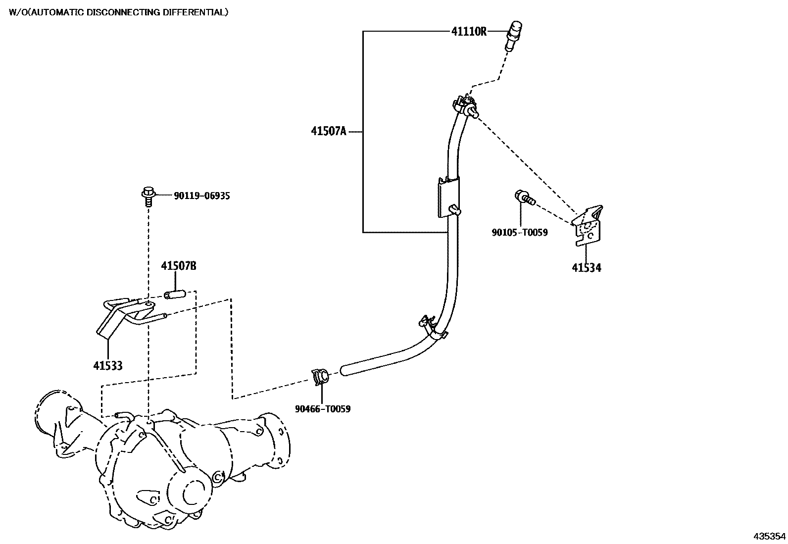 Toyota HILUX 前桥壳和差速器 EPC diagram — 435354