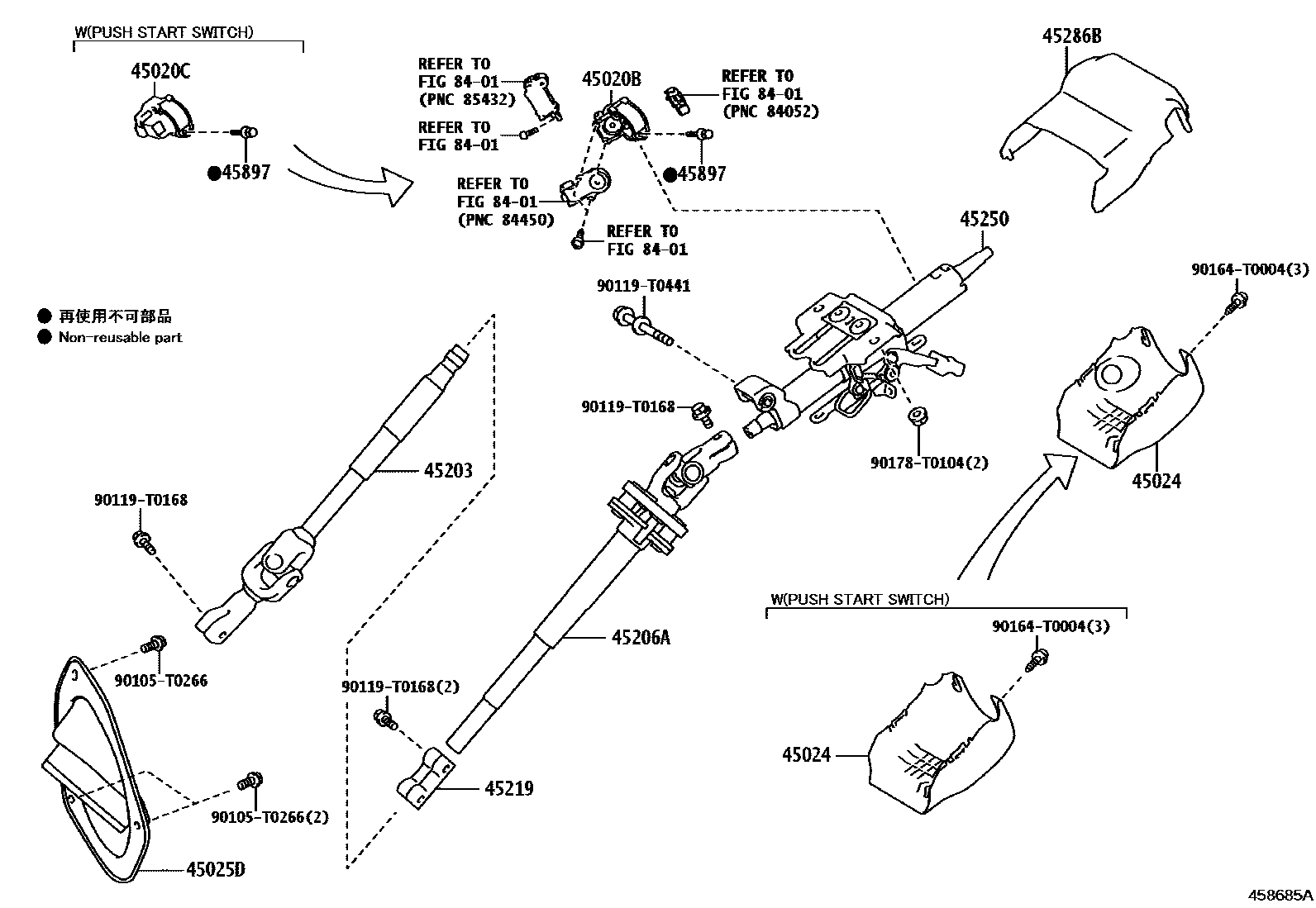 Toyota HILUX Steering Column & Shaft EPC diagram — 458685A