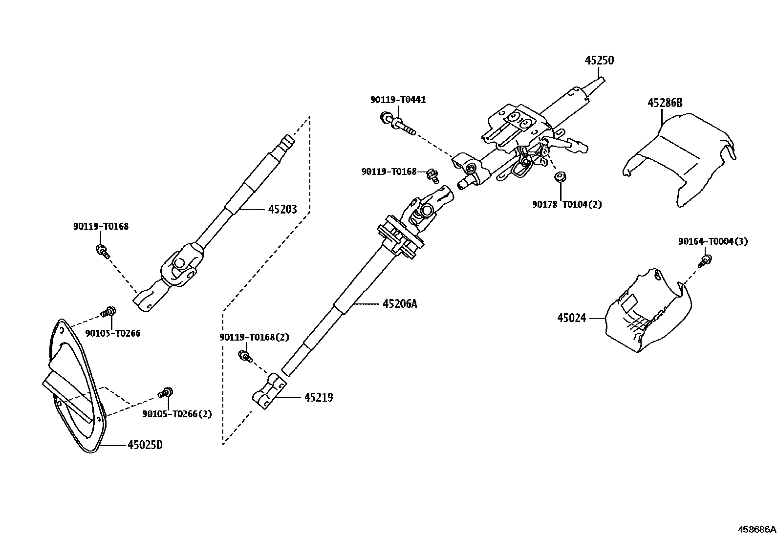 Toyota HILUX Steering Column & Shaft EPC diagram — 458686A