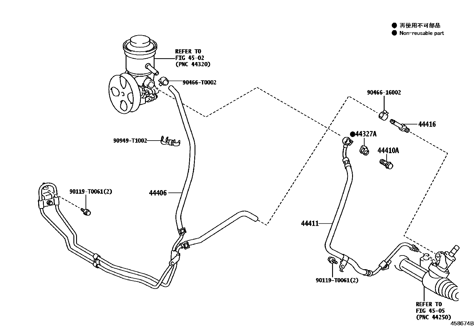 Toyota HILUX 动力转向配管 EPC diagram — 458674B