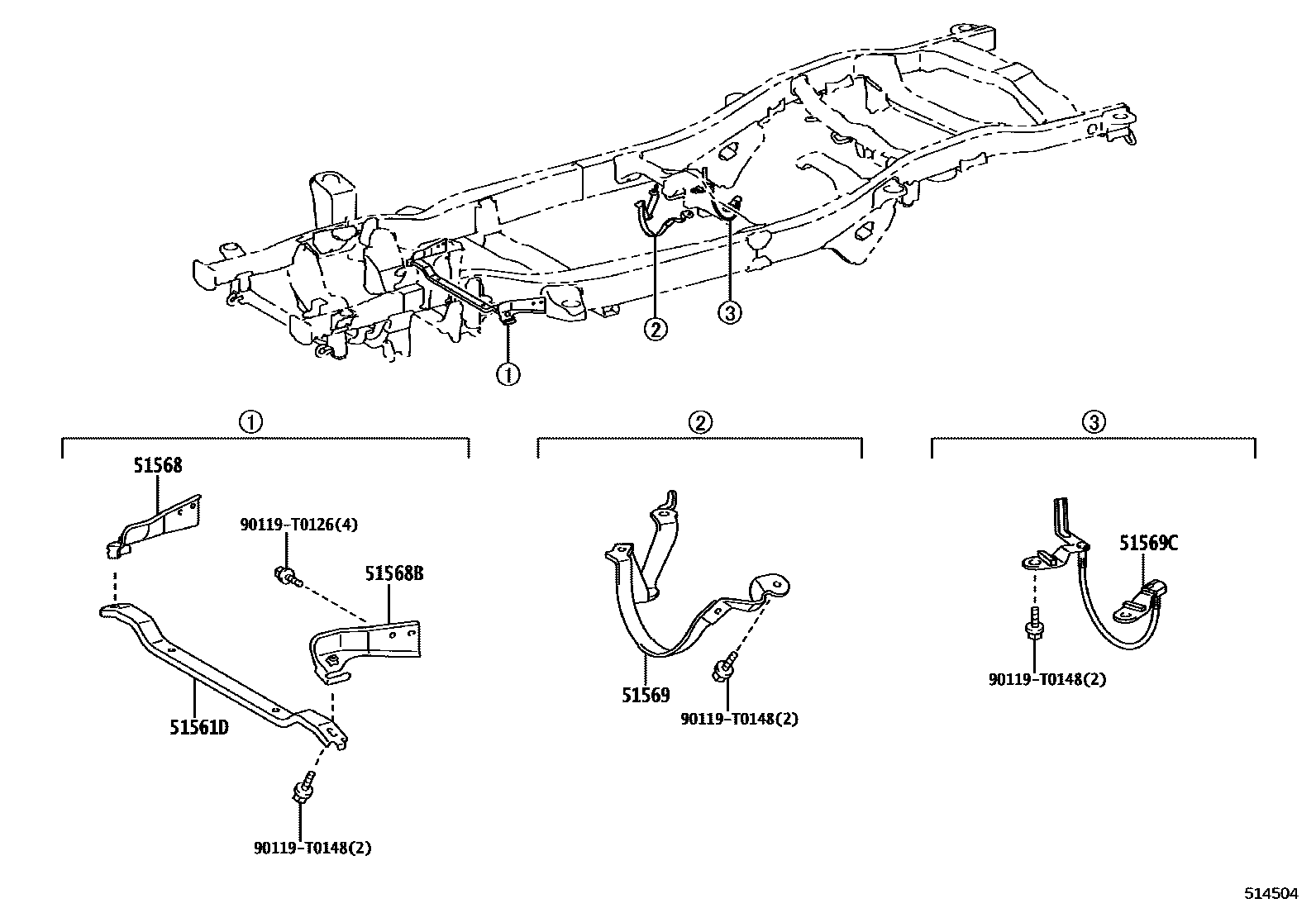 Toyota HILUX 车架 EPC diagram — 514504
