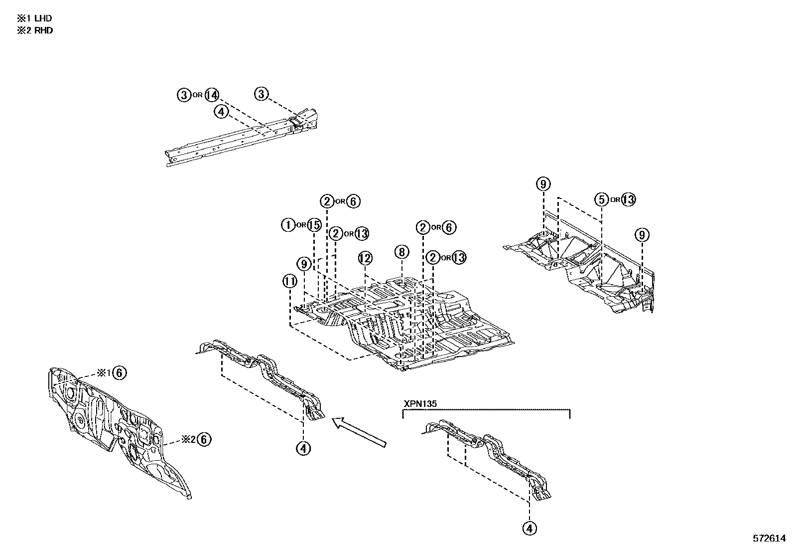 Toyota HILUX hole plug EPC diagram — 572614