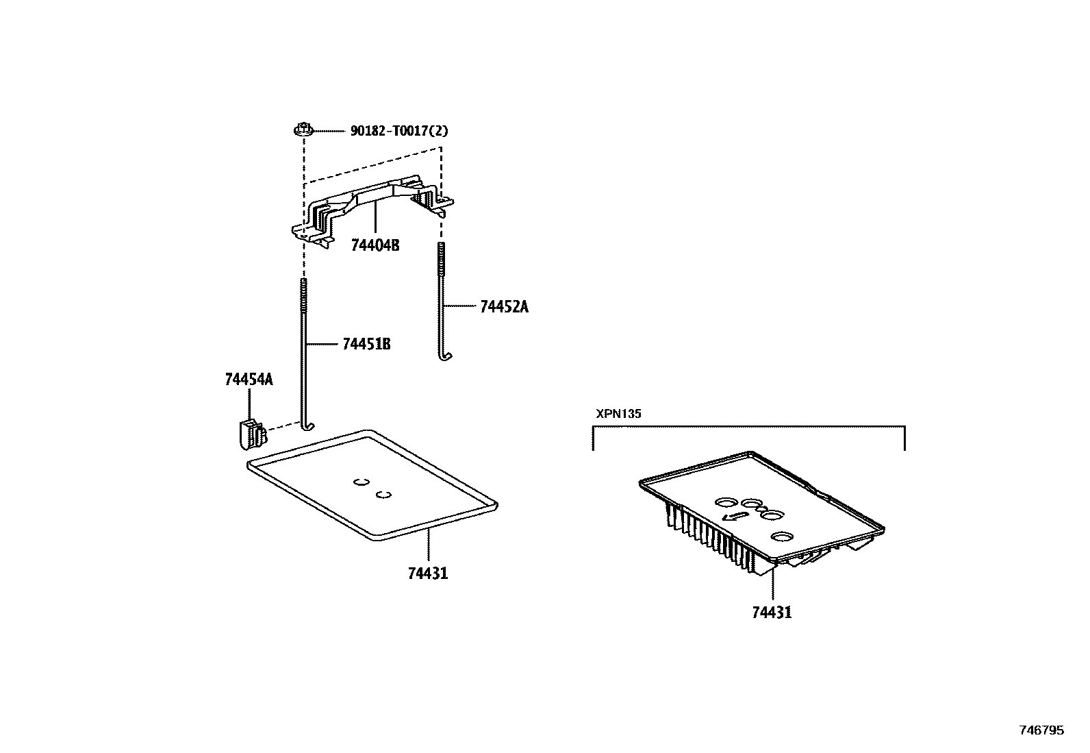 Toyota HILUX battery holder EPC diagram — 746795
