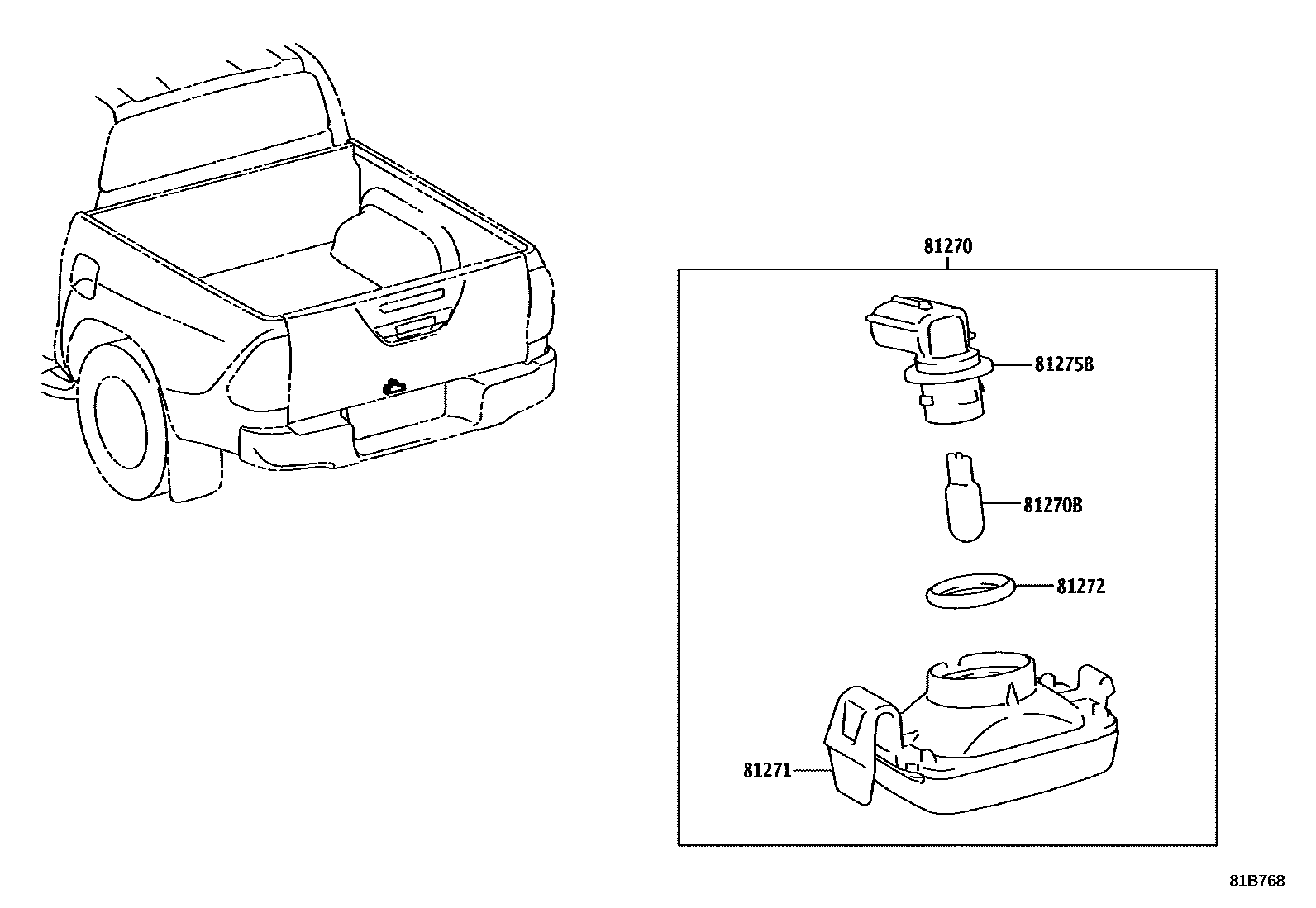 Toyota HILUX 后牌照灯 EPC diagram — 81B768