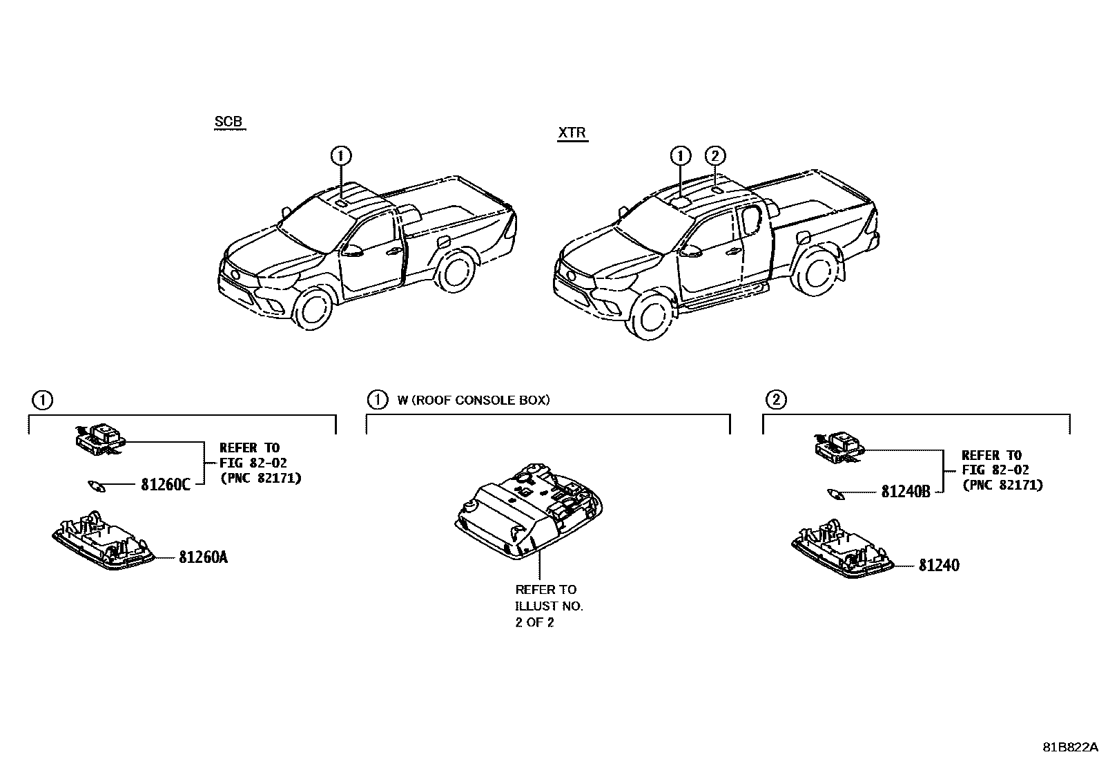 Toyota HILUX 车内灯 EPC diagram — 81B822A