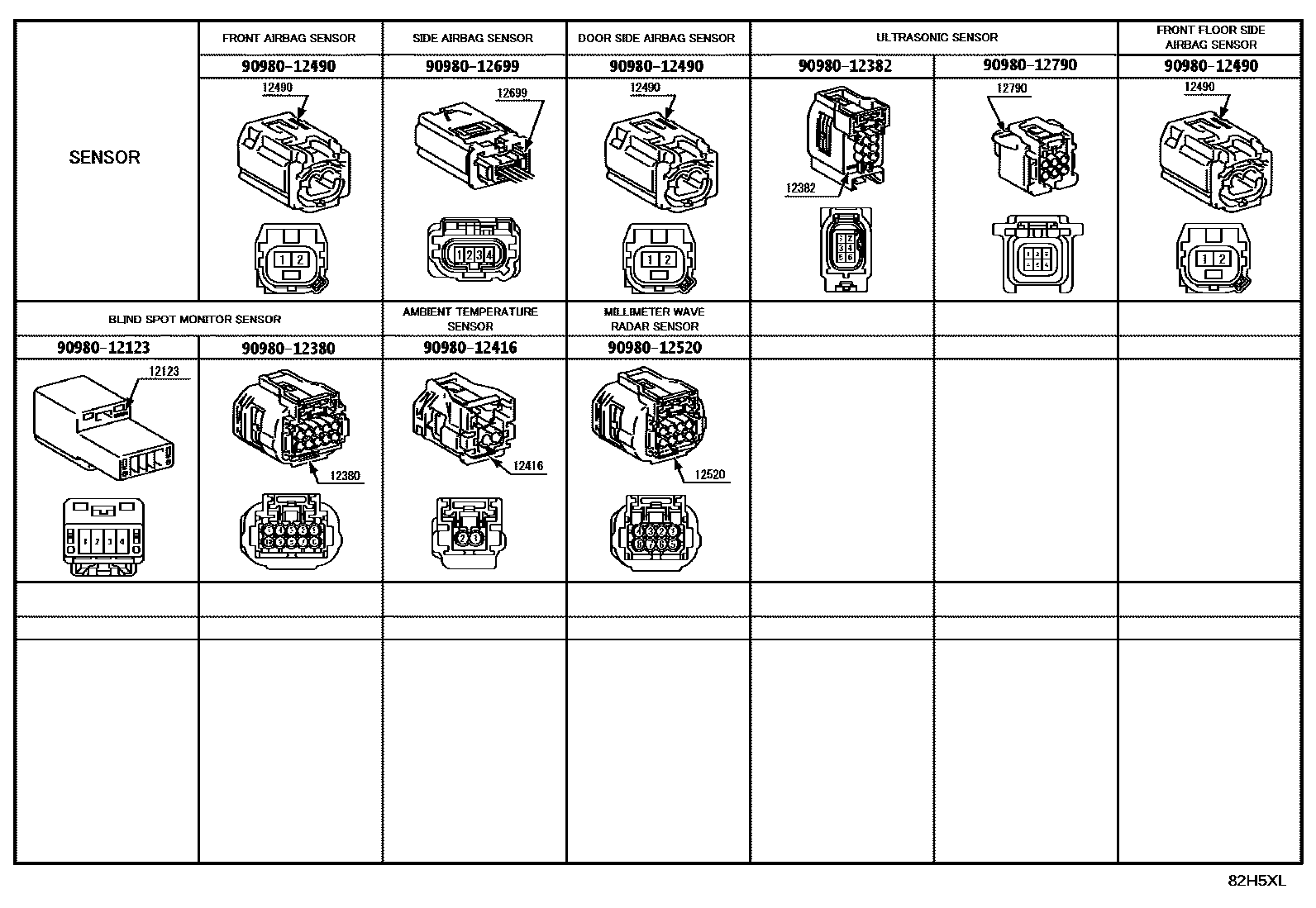 Toyota HILUX 线束和卡夹 EPC diagram — 82H5XL