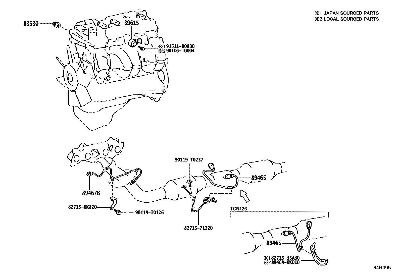 Toyota HILUX 开关和继电器和ECU EPC diagram — 84R095