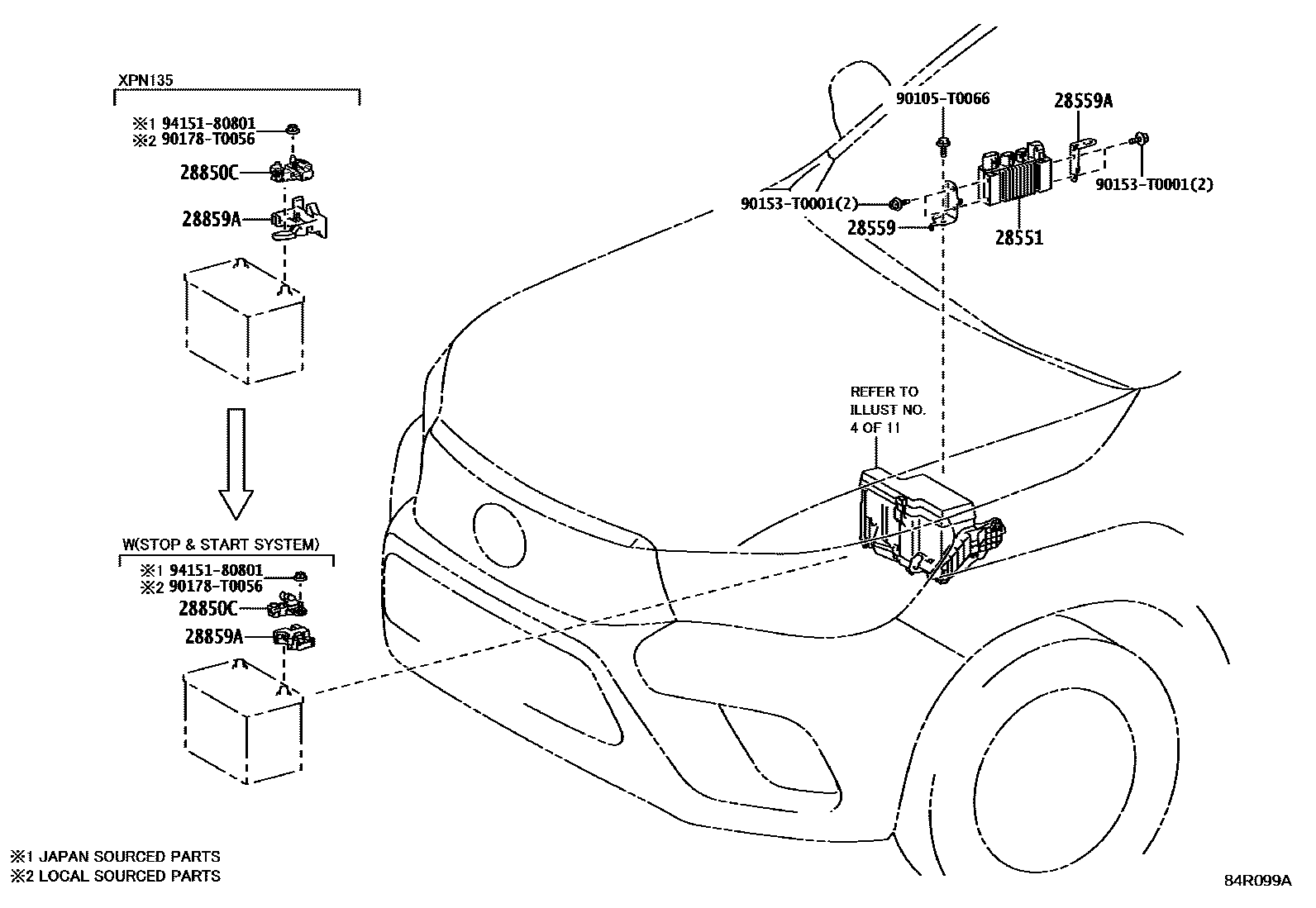Toyota HILUX 开关和继电器和ECU EPC diagram — 84R099A