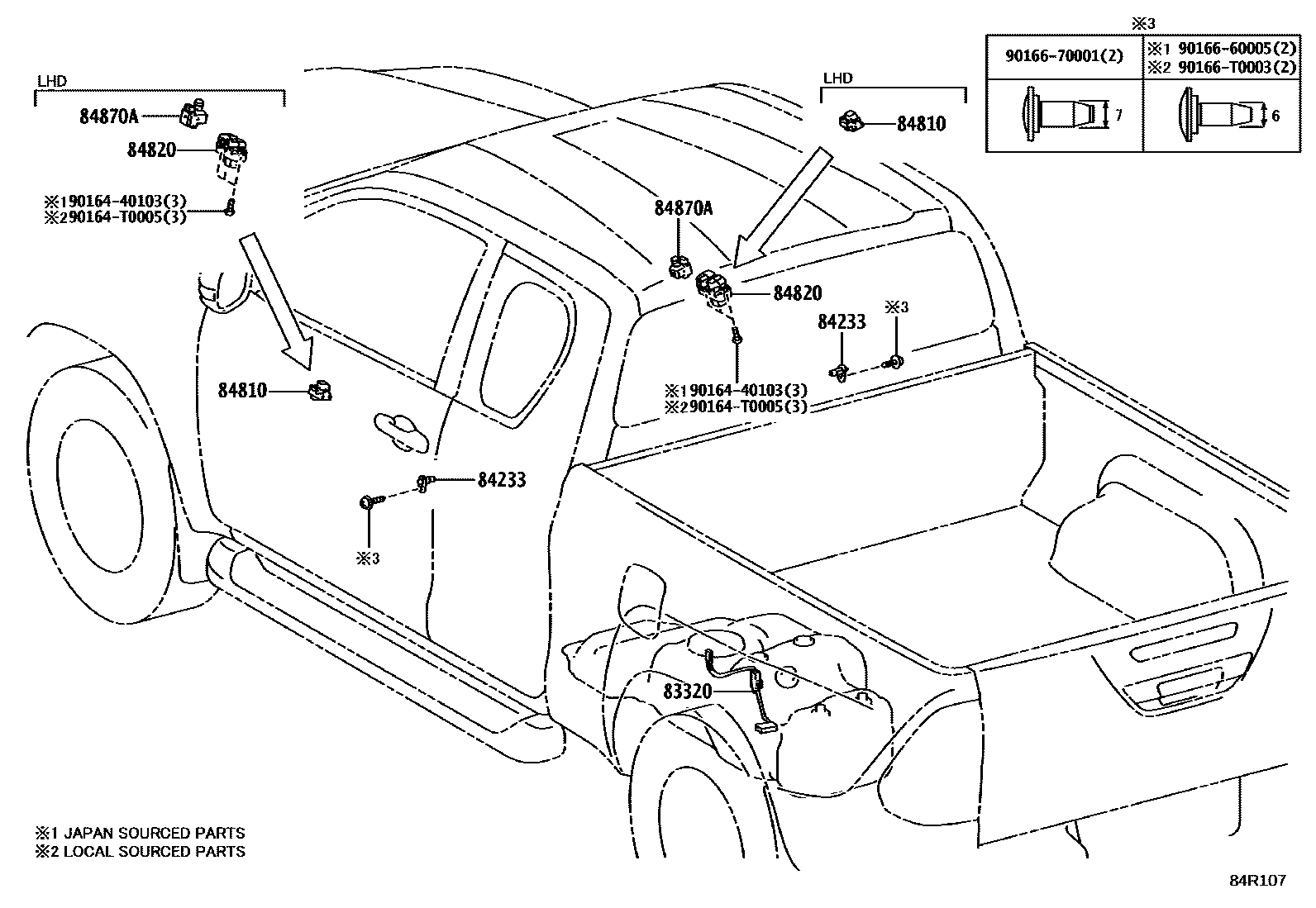 Toyota HILUX 开关和继电器和ECU EPC diagram — 84R107