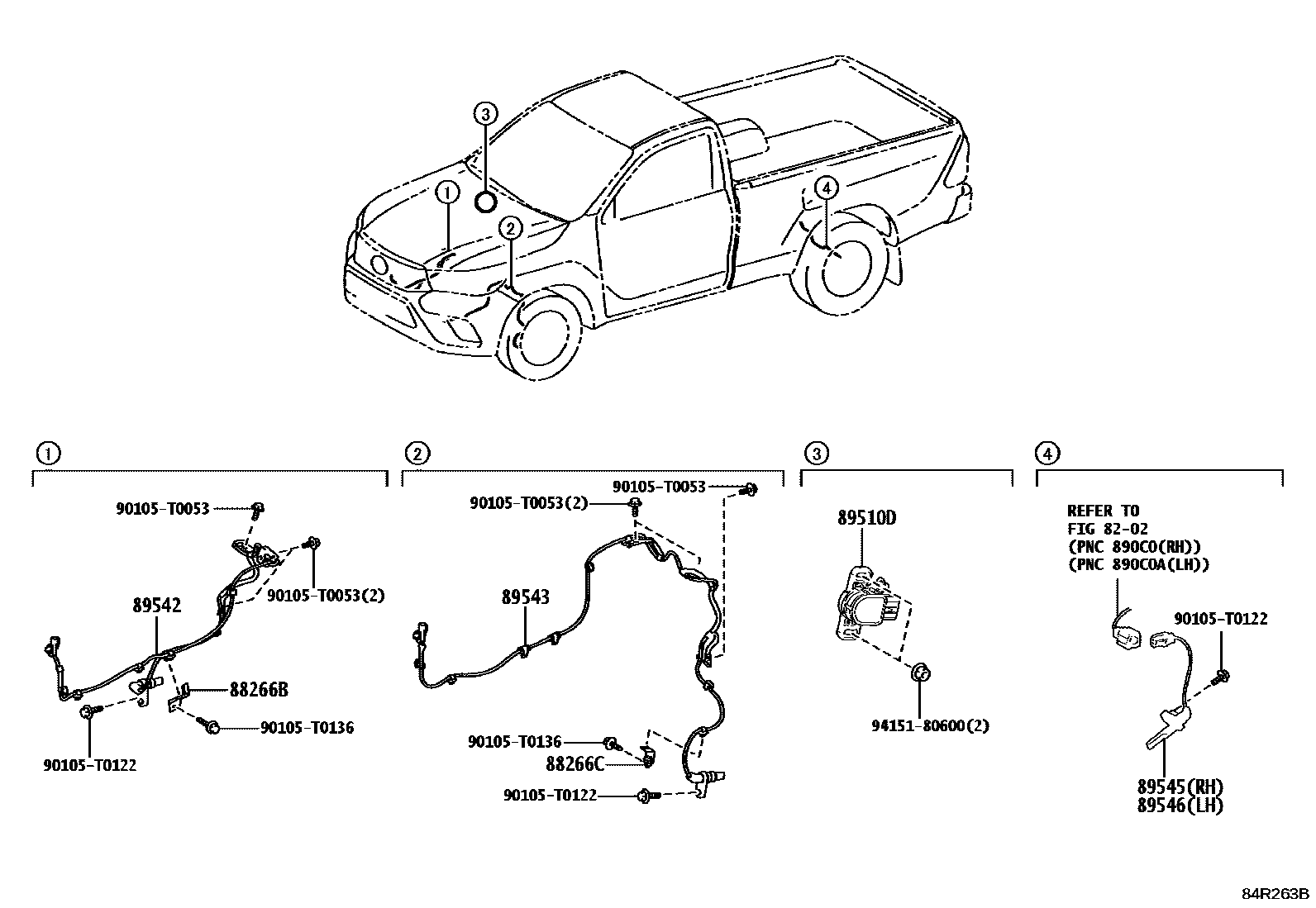 Toyota HILUX ABS 和 VSC EPC diagram — 84R263B