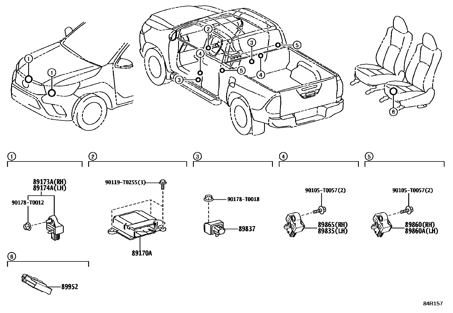 Toyota HILUX 空气囊 EPC diagram — 84R157