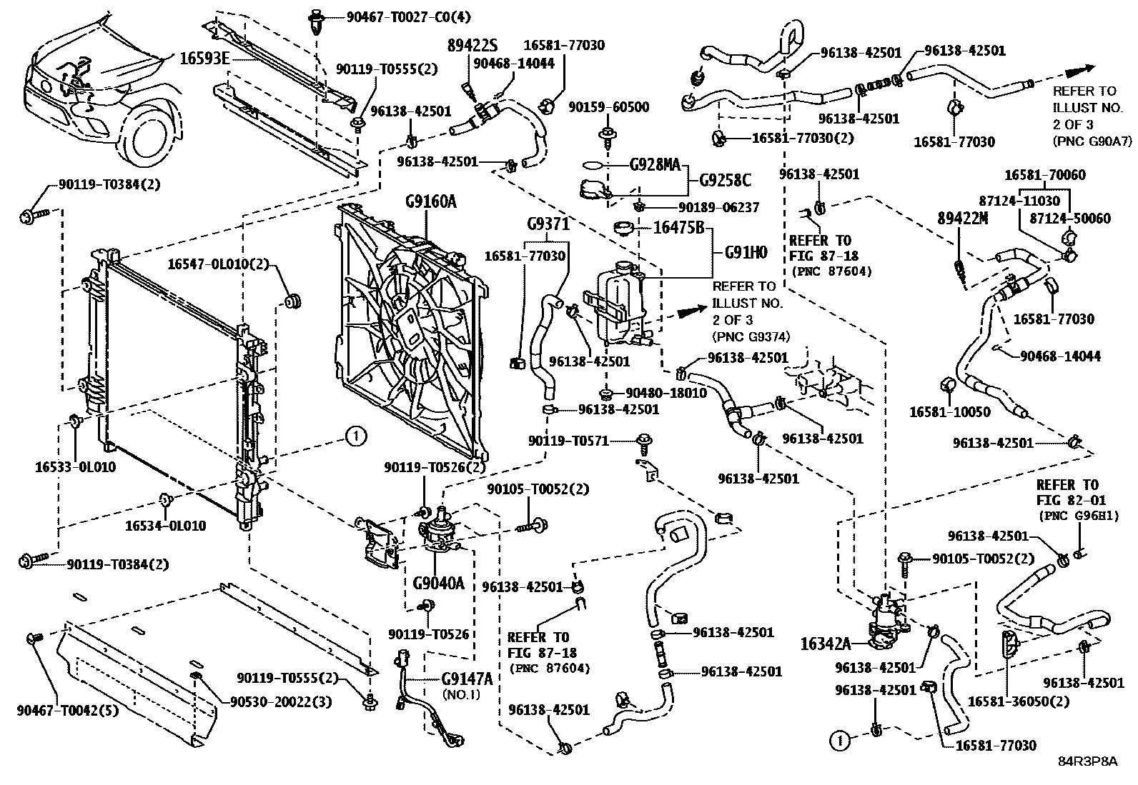 Toyota HILUX BEV 冷却系统 EPC diagram — 84R3P8A