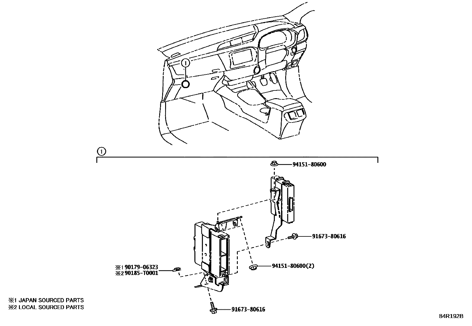 Toyota HILUX 控制ECU(BEV或FCEV) EPC diagram — 84R192B