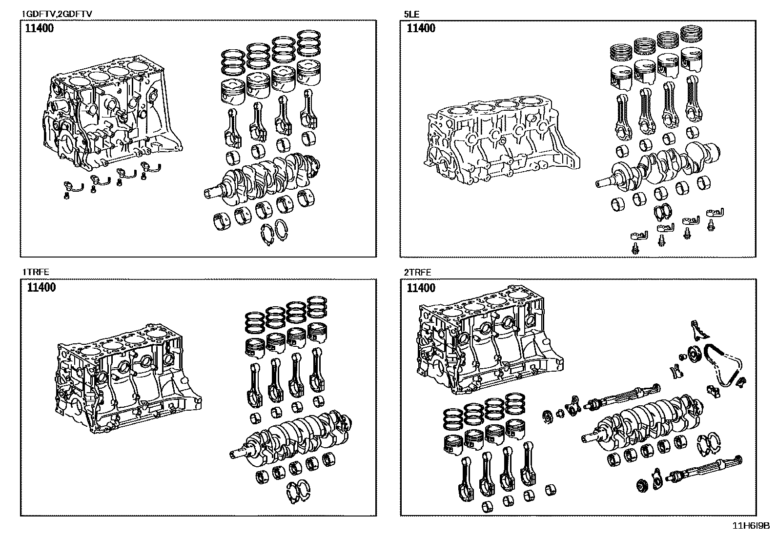 Toyota HILUX Short Block Assembly EPC diagram — 11H6I9B