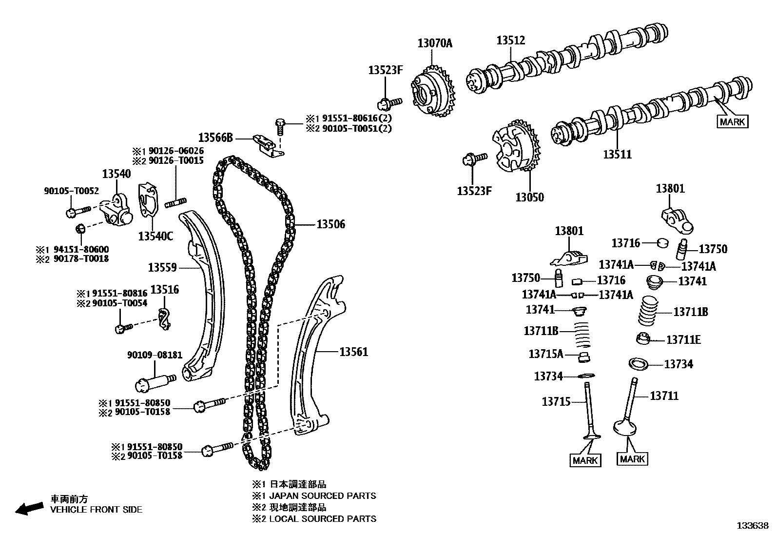 Toyota HILUX Camshaft & Valve EPC diagram — 133638