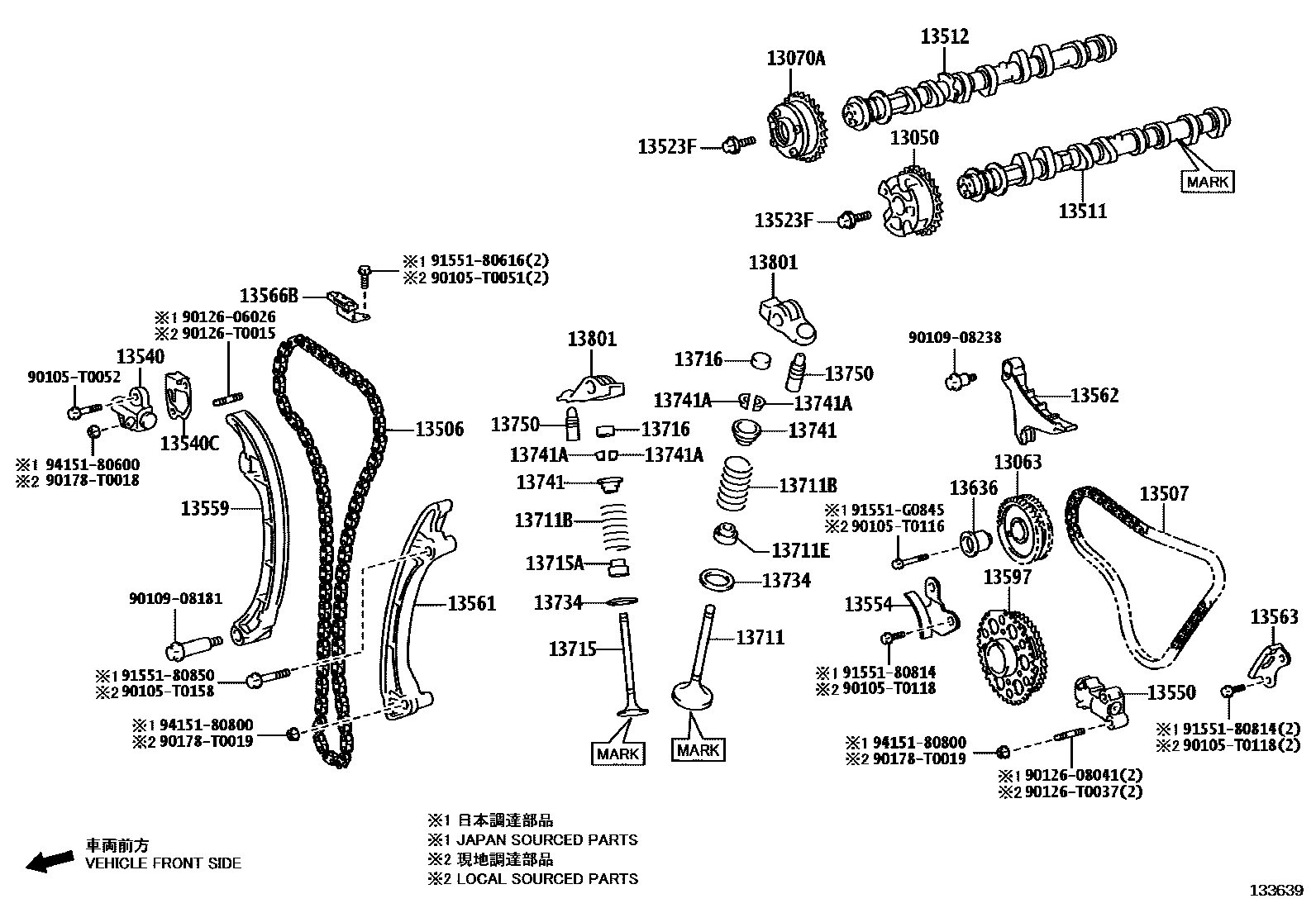 Toyota HILUX Camshaft & Valve EPC diagram — 133639