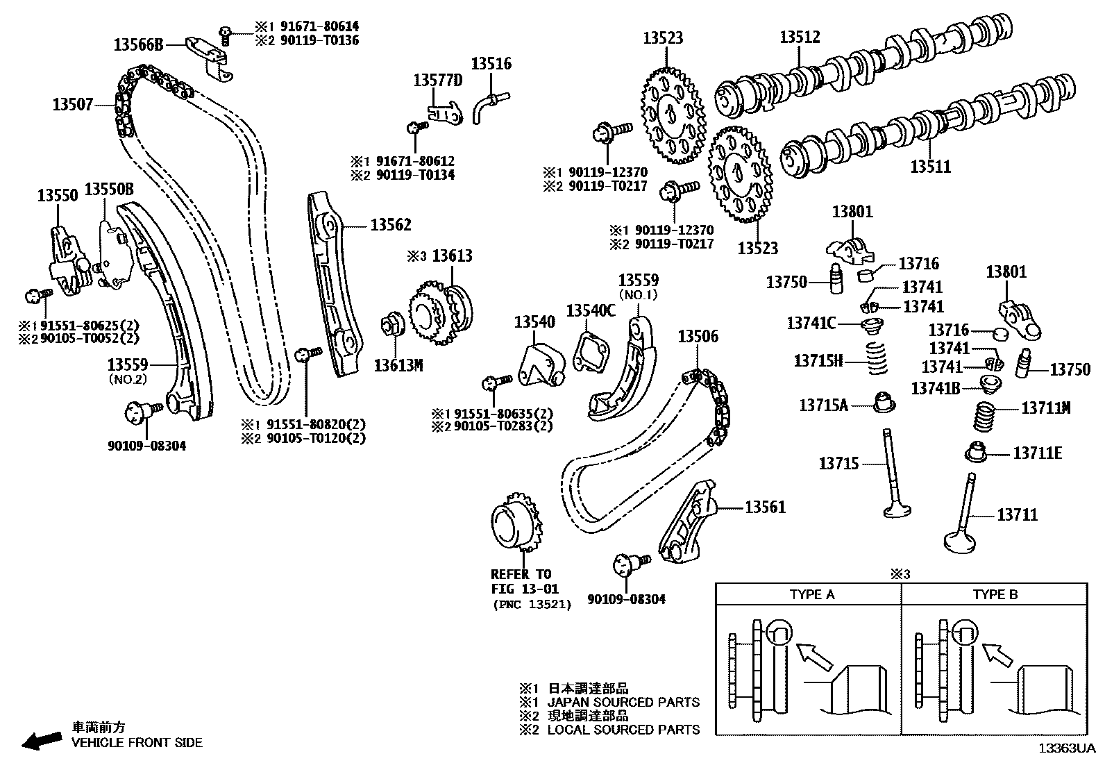 Toyota HILUX Camshaft & Valve EPC diagram — 13363UA