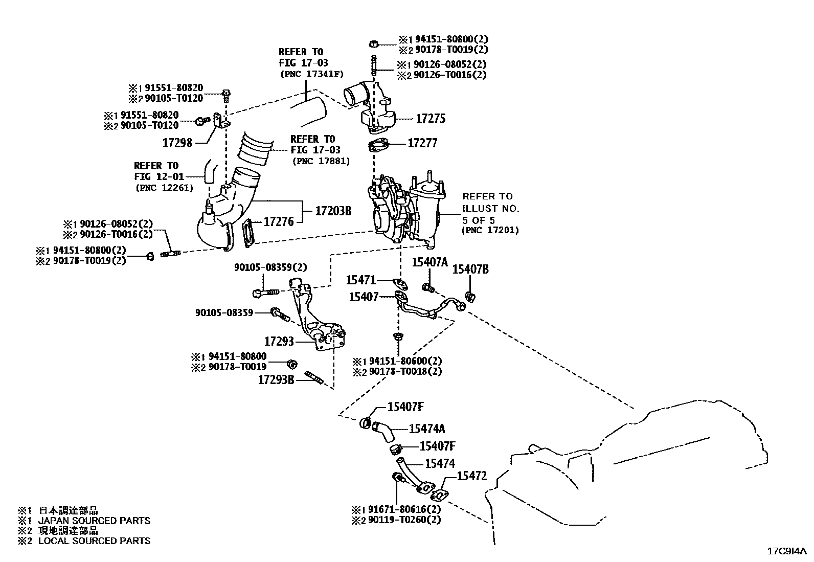 Toyota HILUX Manifold EPC diagram — 17C9I4A