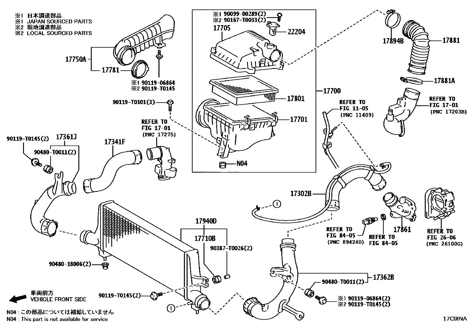 Toyota HILUX Air Cleaner EPC diagram — 17C9INA