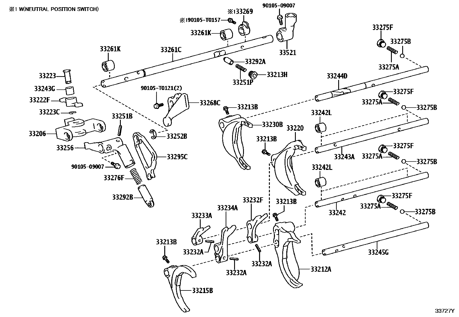 Toyota HILUX 换档拨叉和换档杆轴(MTM) EPC diagram — 33727Y