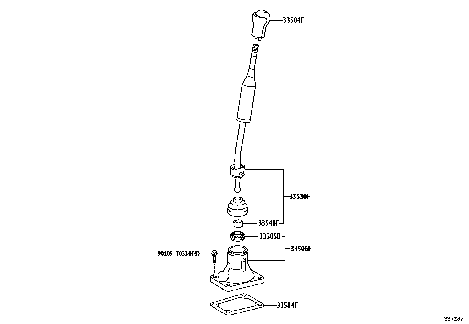 Toyota HILUX Shift Lever & Retainer EPC diagram — 337287