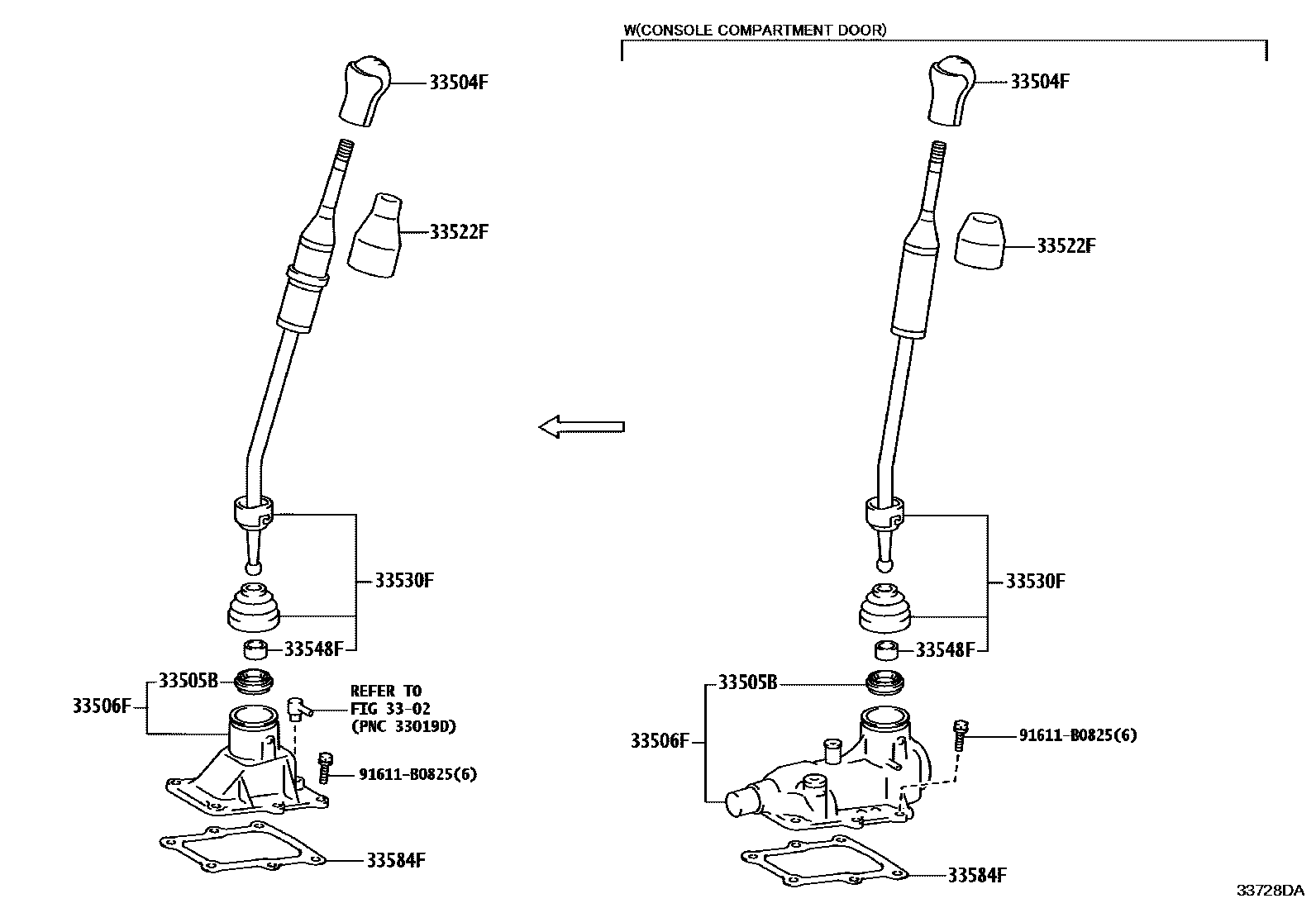 Toyota HILUX Shift Lever & Retainer EPC diagram — 33728DA