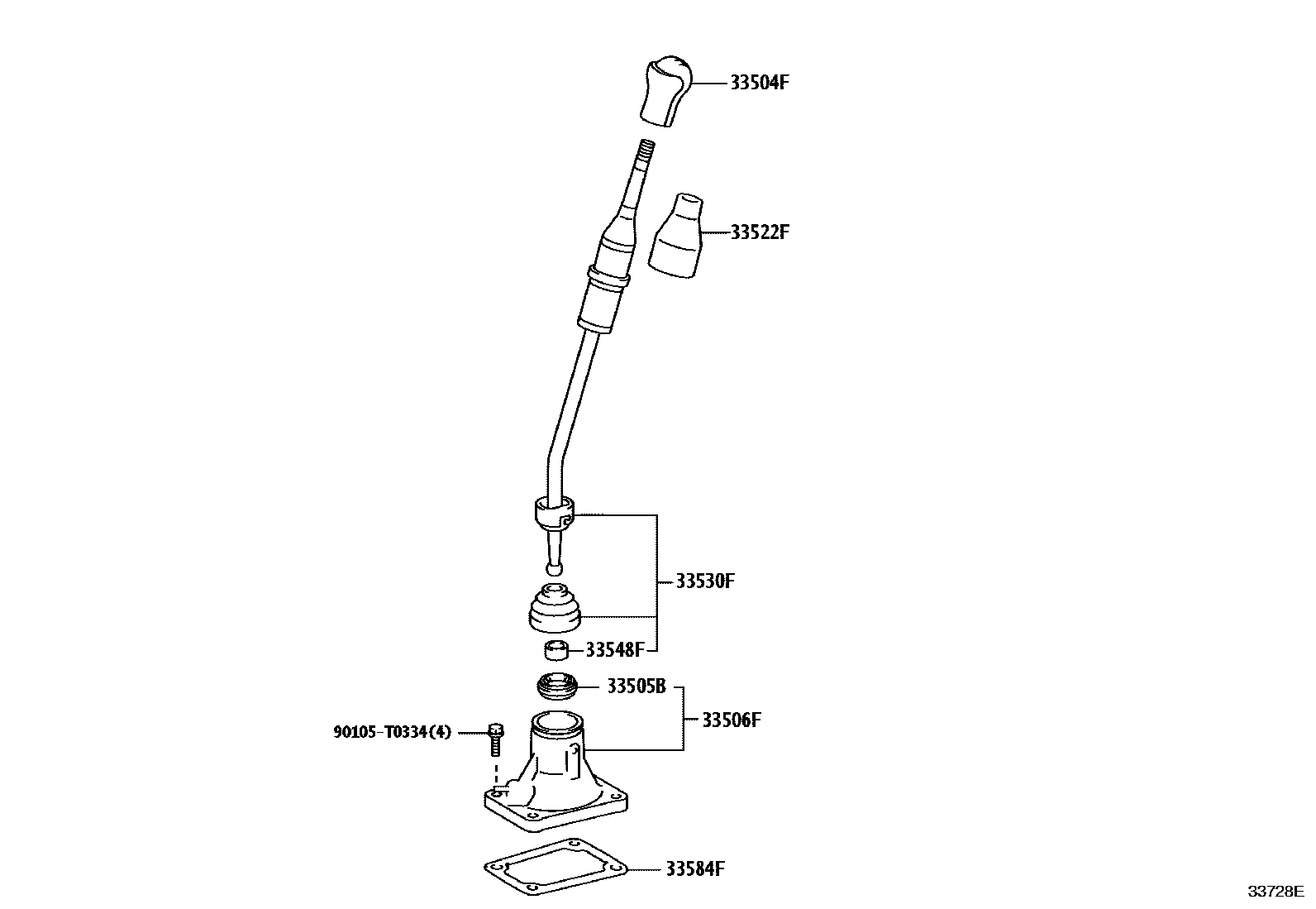 Toyota HILUX Shift Lever & Retainer EPC diagram — 33728E