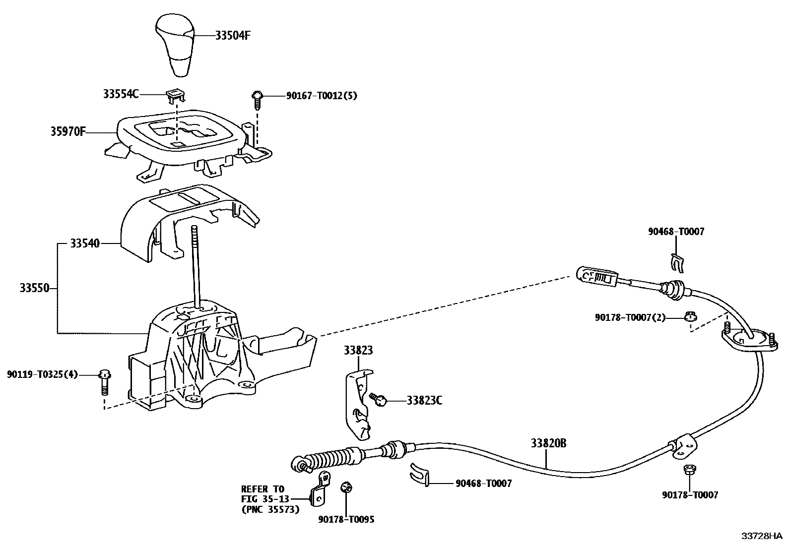 Toyota HILUX Shift Lever & Retainer EPC diagram — 33728HA