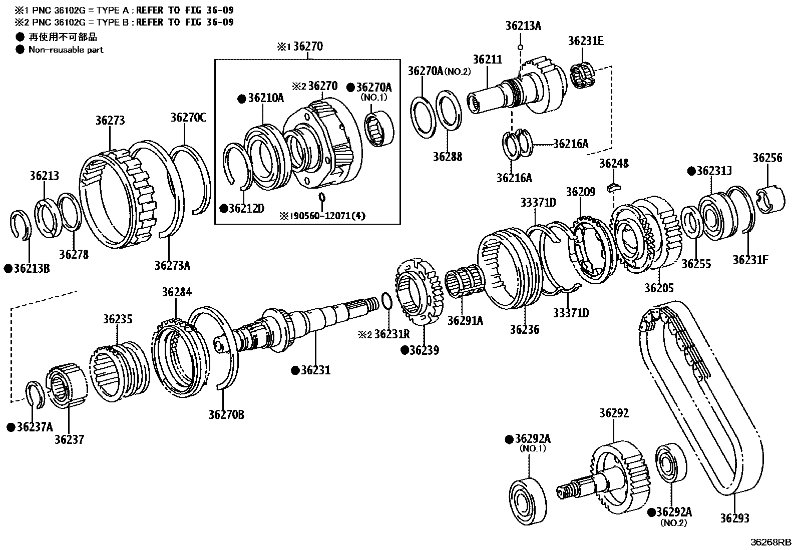 Toyota HILUX Transfer Gear EPC diagram — 36268RB